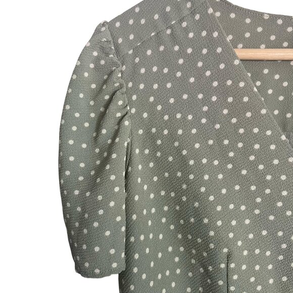 OLM Womens Blouse, Green, Dots, Size M - Picture 5 of 8
